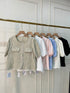 Women Korean Puff Sleeves Round Neck Button Down Tops
